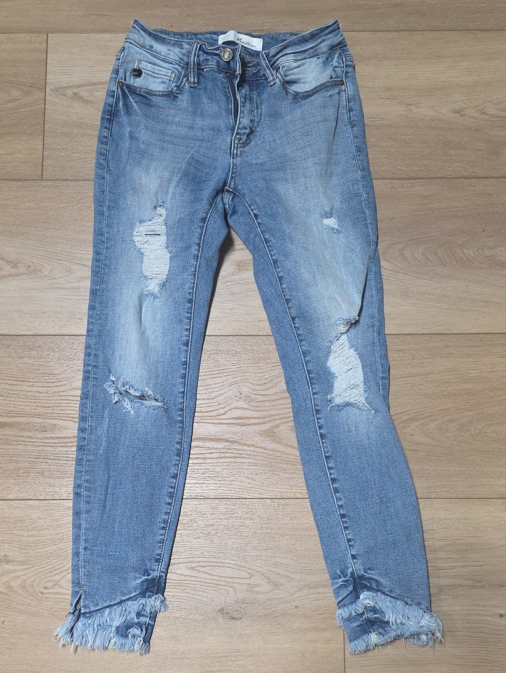 Kancan Light Blue Distressed Women’s Jeans - Frayed Hem Sz 5/26